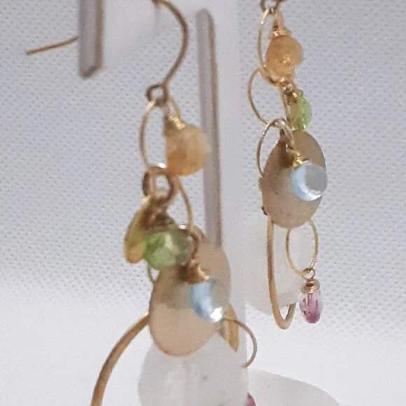 CLOSET SALE!!  New Boho chic gold tone dangle earrings Designed by Nina Nyugen - Picture 4 of 13